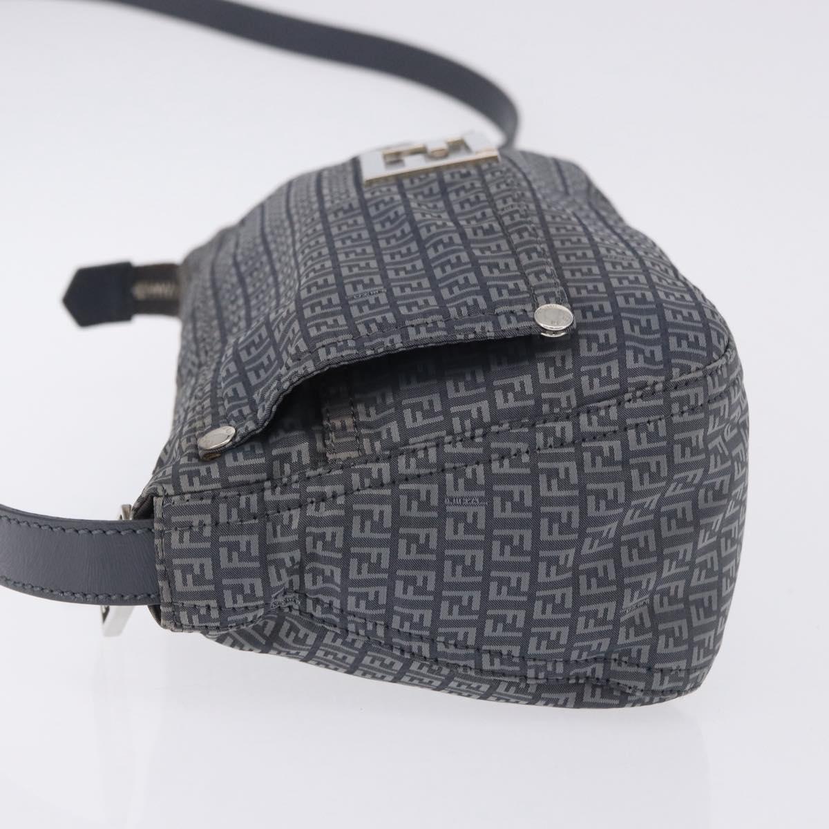 FENDI Zucchino Canvas Shoulder Bag Nylon Navy Silver 8BT166 Auth ep15741