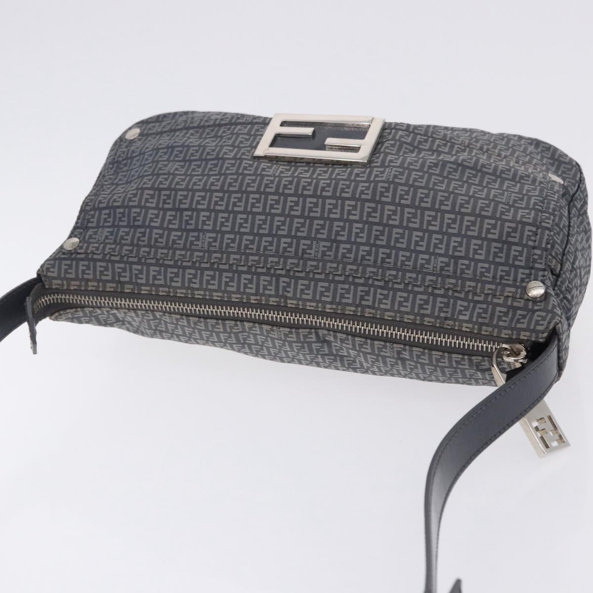FENDI Zucchino Canvas Shoulder Bag Nylon Navy Silver 8BT166 Auth ep15741