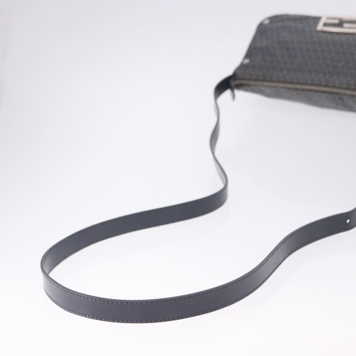 FENDI Zucchino Canvas Shoulder Bag Nylon Navy Silver 8BT166 Auth ep15741