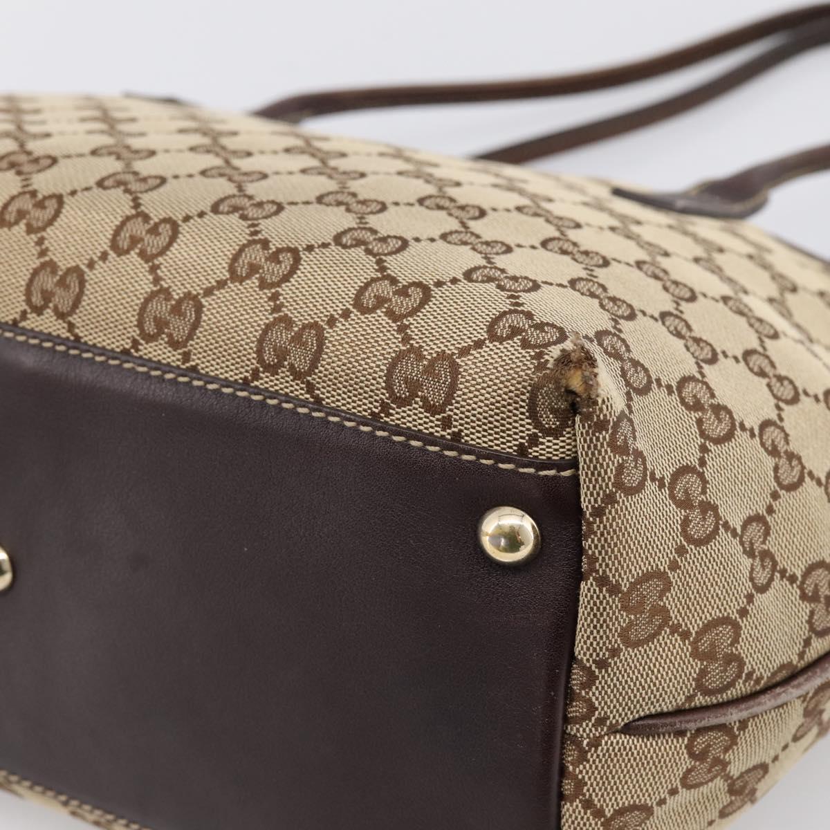 GUCCI GG Canvas Tote Bag Beige Gold Tone 169946 Auth ep15744