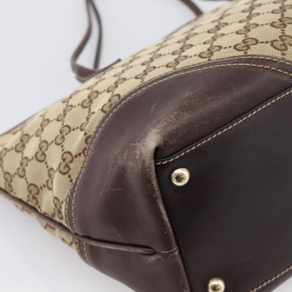 GUCCI GG Canvas Tote Bag Beige Gold Tone 169946 Auth ep15744