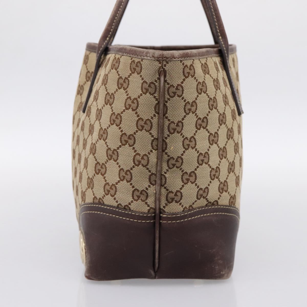 GUCCI GG Canvas Tote Bag Beige Gold Tone 169946 Auth ep15744