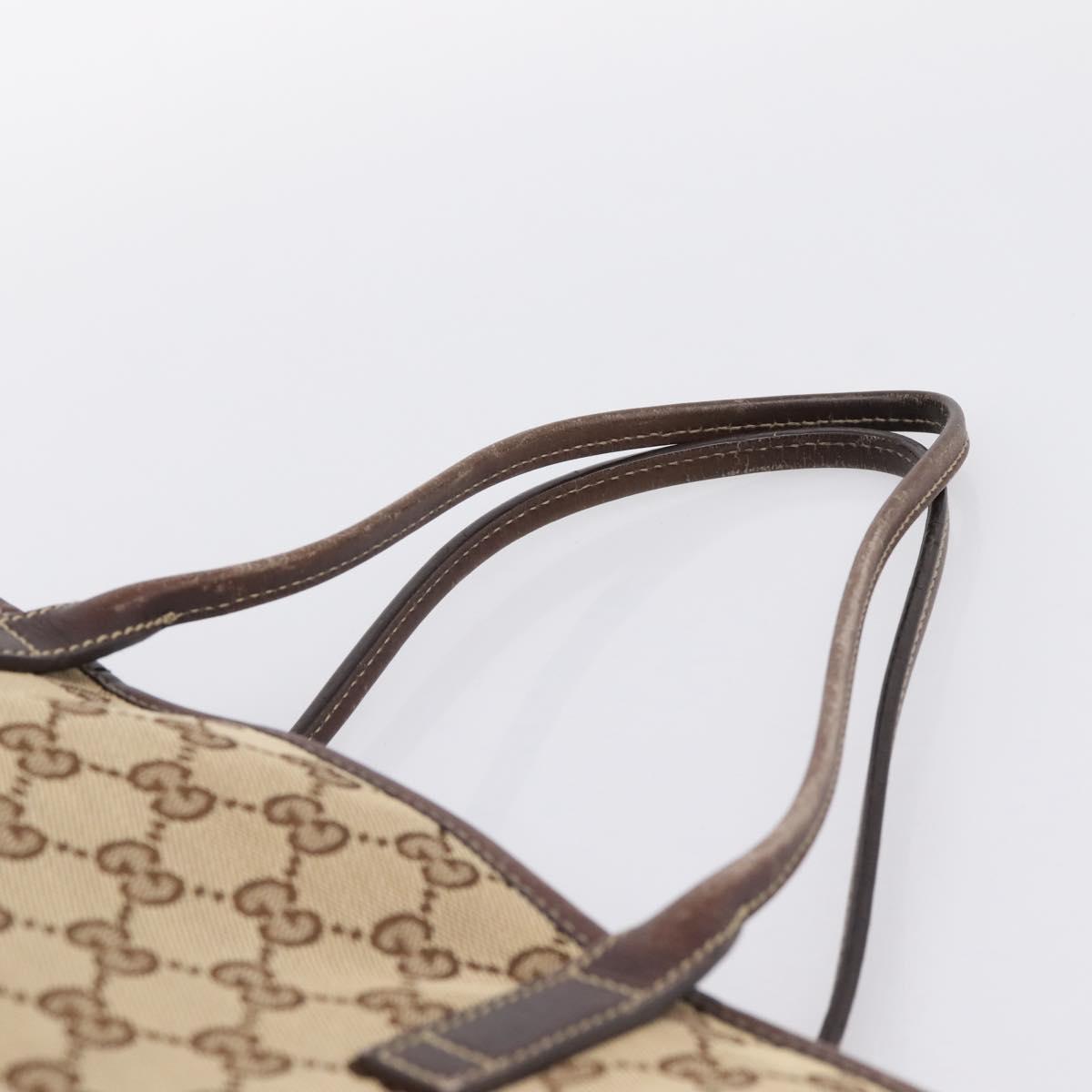 GUCCI GG Canvas Tote Bag Beige Gold Tone 169946 Auth ep15744