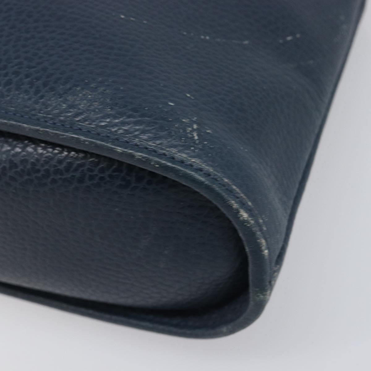Christian Dior Hand Bag Leather Navy Gold Tone Auth ep15745