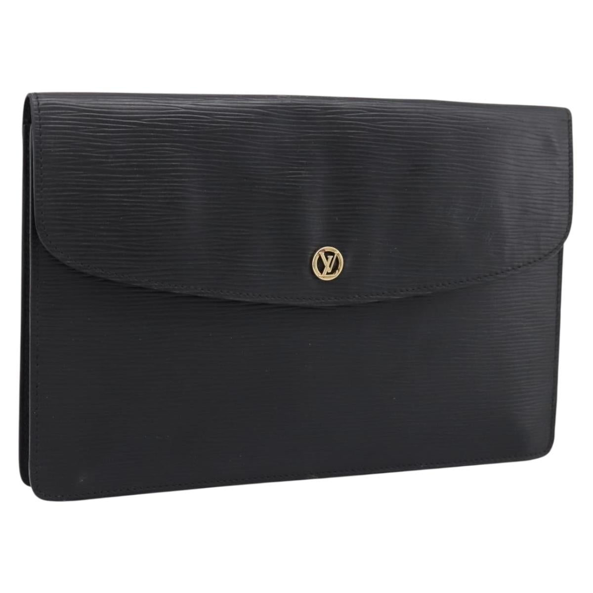 LOUIS VUITTON Epi Montaigne 27 Clutch Bag Black M52652 LV Auth ep15746