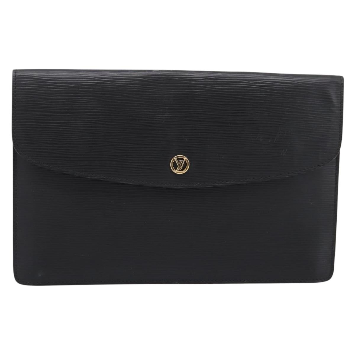 LOUIS VUITTON Epi Montaigne 27 Clutch Bag Black M52652 LV Auth ep15746