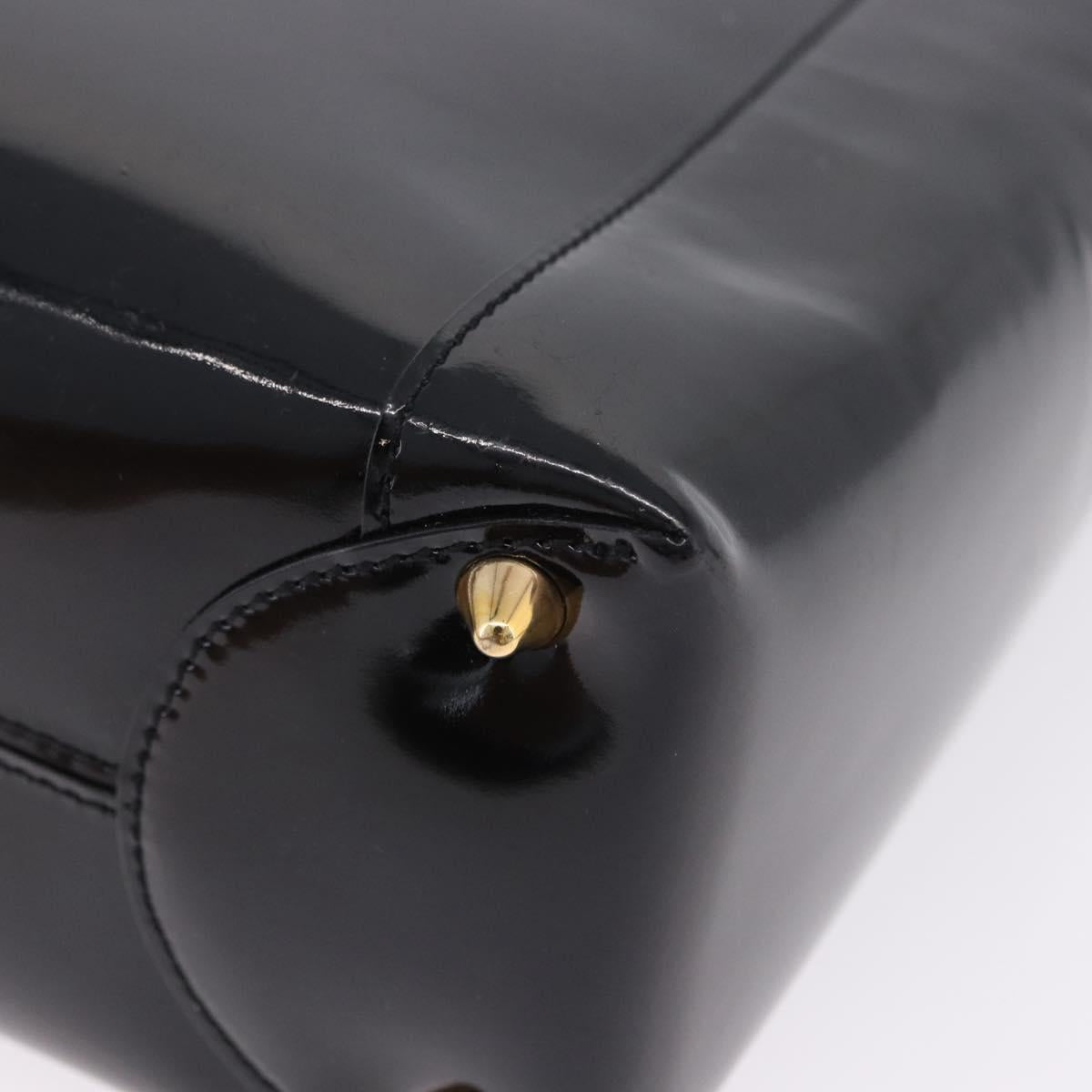 Christian Dior Maris Pearl Hand Bag Patent 2way Black Gold Tone Auth ep15753A