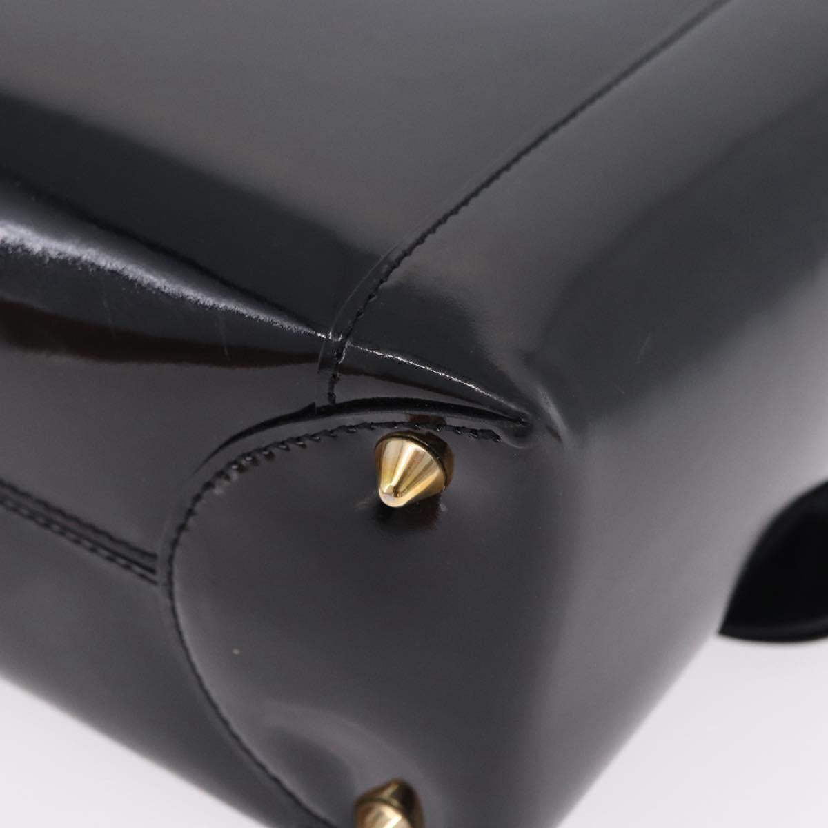 Christian Dior Maris Pearl Hand Bag Patent 2way Black Gold Tone Auth ep15753A