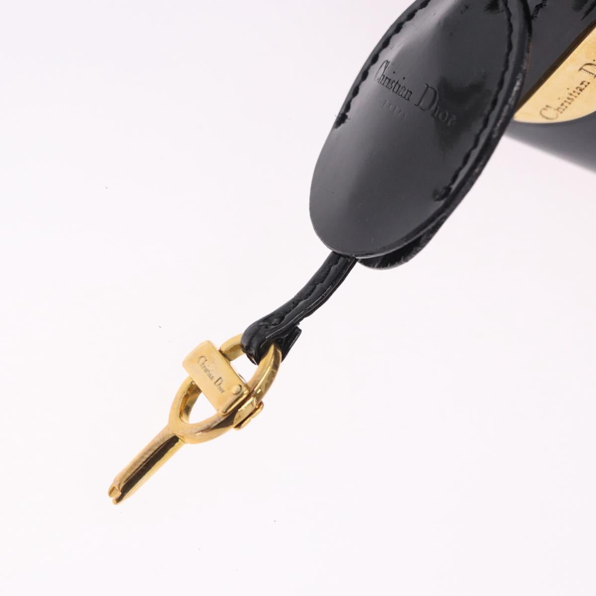 Christian Dior Maris Pearl Hand Bag Patent 2way Black Gold Tone Auth ep15753A