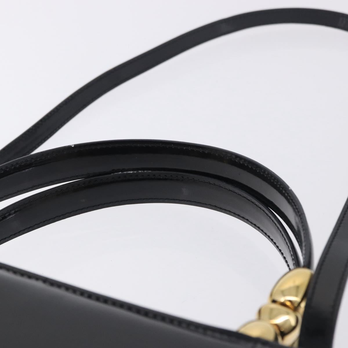 Christian Dior Maris Pearl Hand Bag Patent 2way Black Gold Tone Auth ep15753A