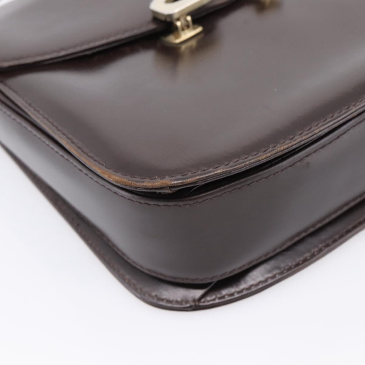 GUCCI Shoulder Bag Leather Brown Gold Tone Auth ep15755