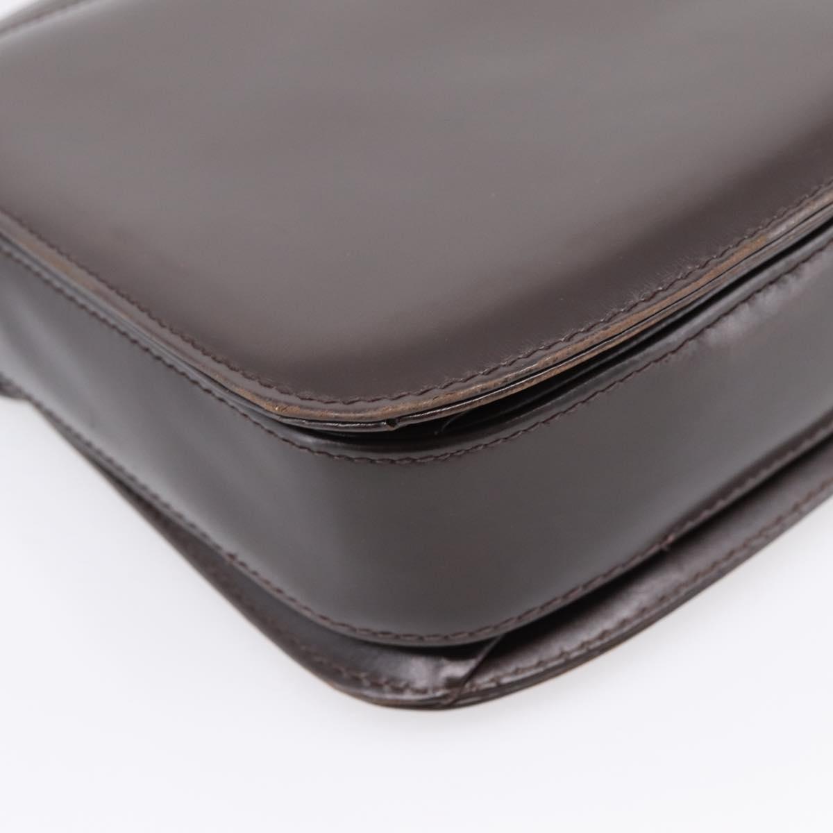 GUCCI Shoulder Bag Leather Brown Gold Tone Auth ep15755