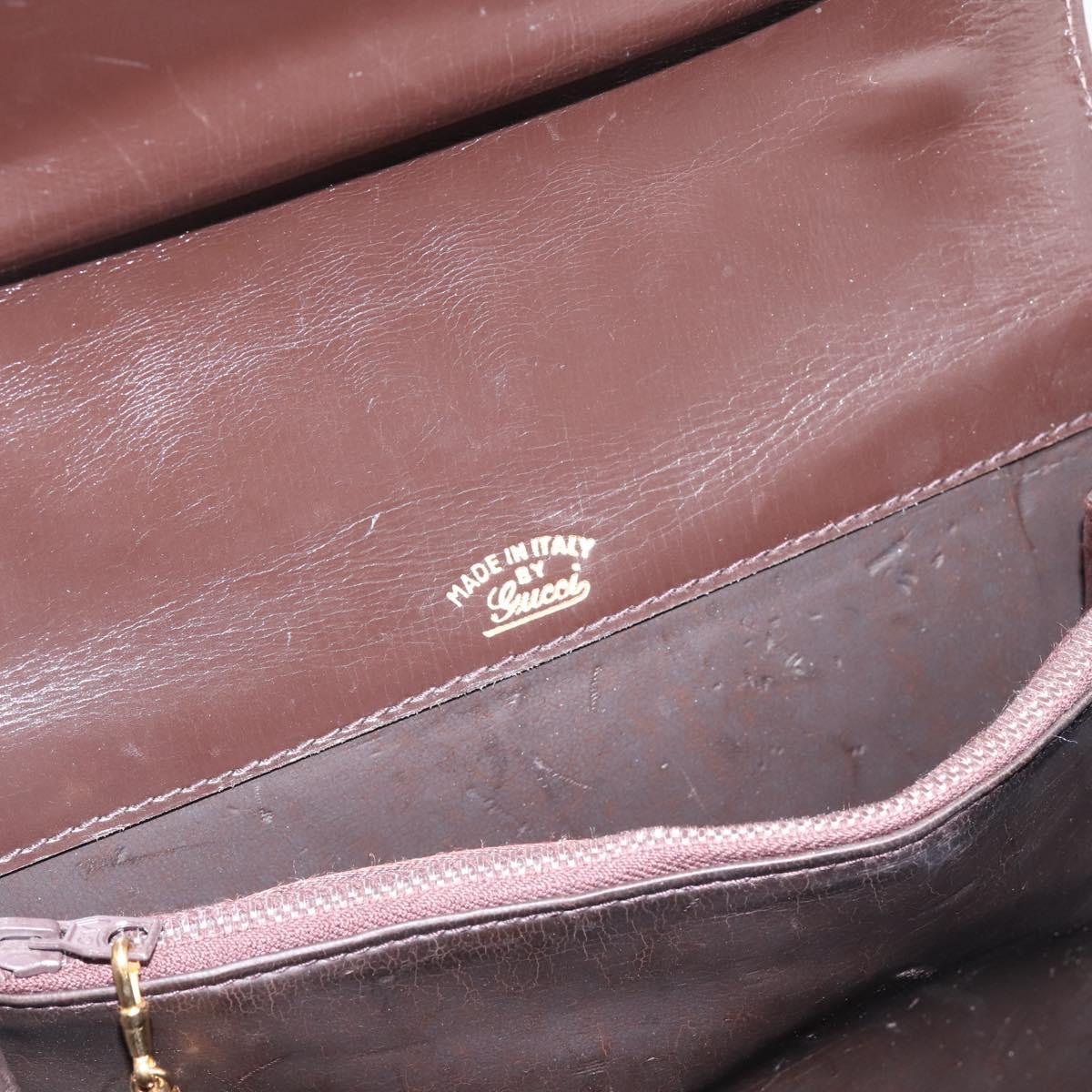 GUCCI Shoulder Bag Leather Brown Gold Tone Auth ep15755