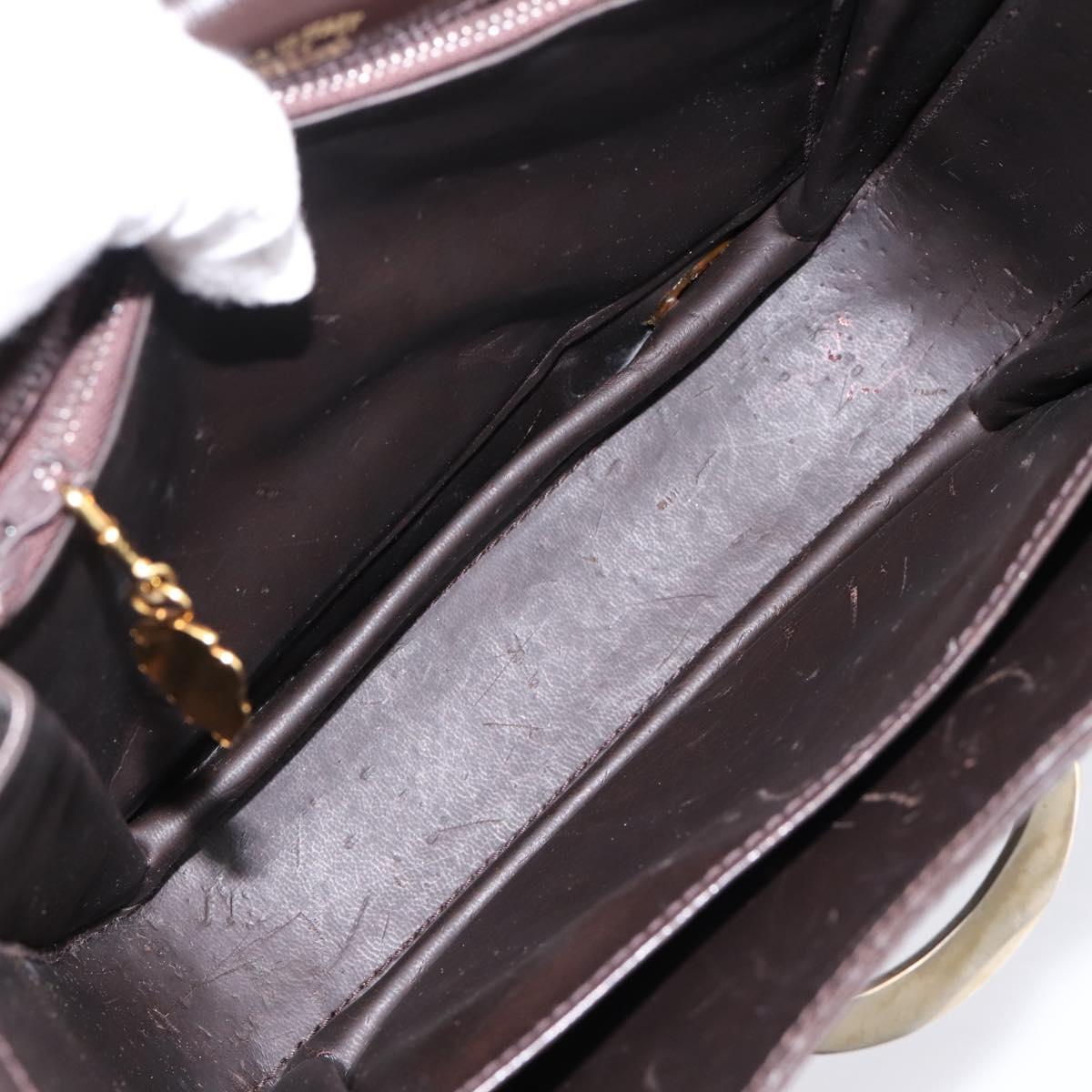 GUCCI Shoulder Bag Leather Brown Gold Tone Auth ep15755