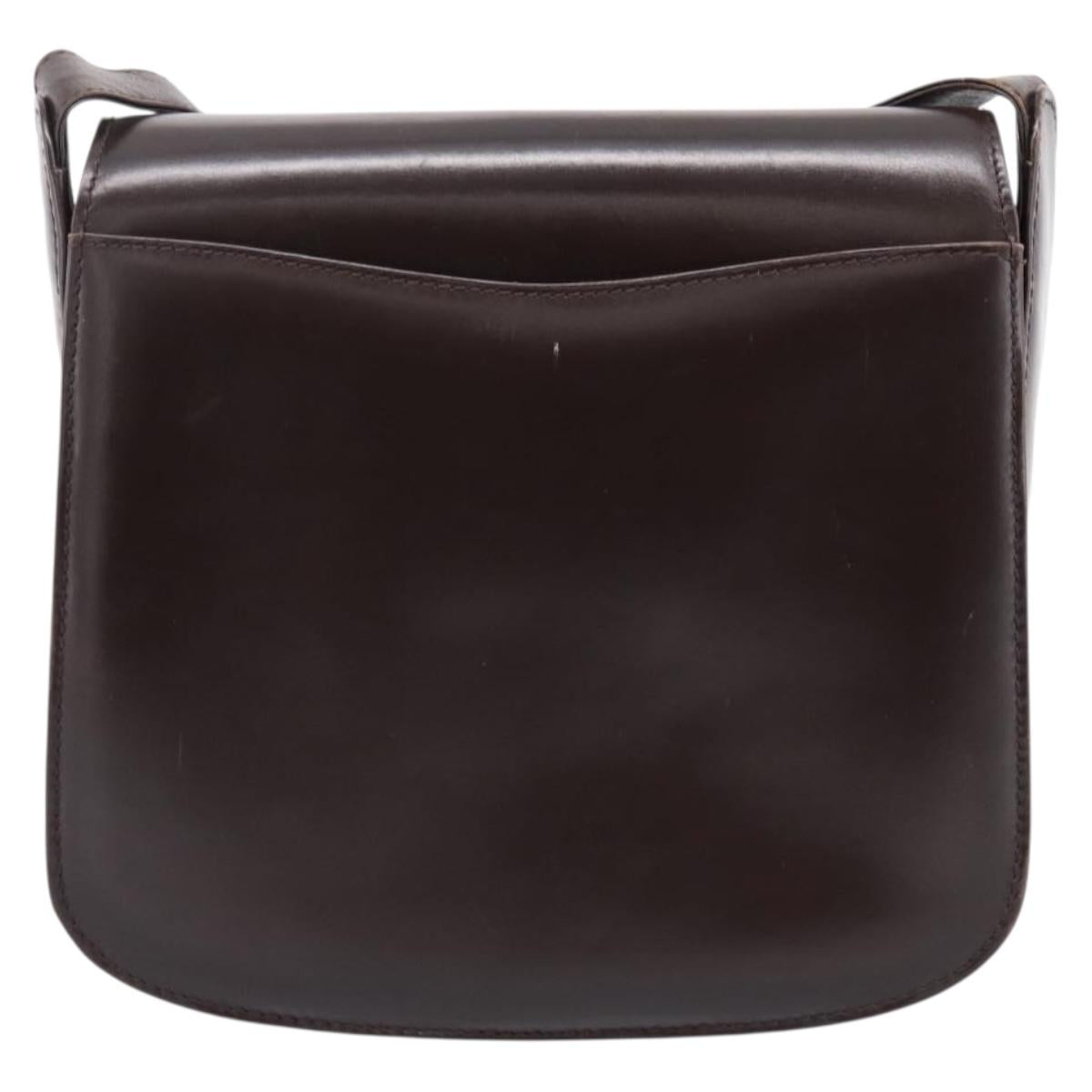 GUCCI Shoulder Bag Leather Brown Gold Tone Auth ep15755