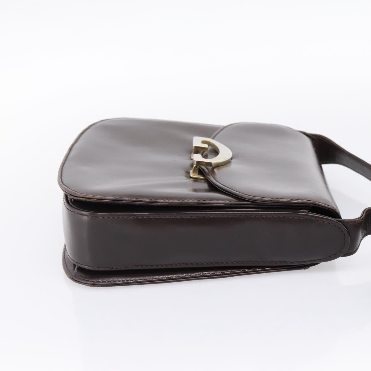 GUCCI Shoulder Bag Leather Brown Gold Tone Auth ep15755