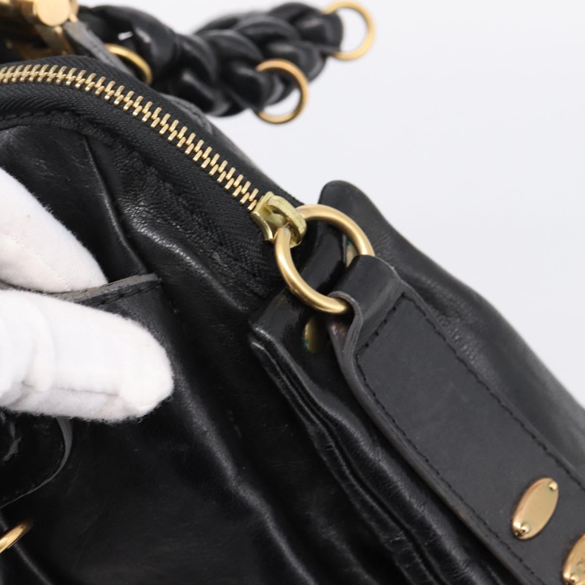 Chloe Hand Bag Leather Black Gold Tone Auth ep15756A