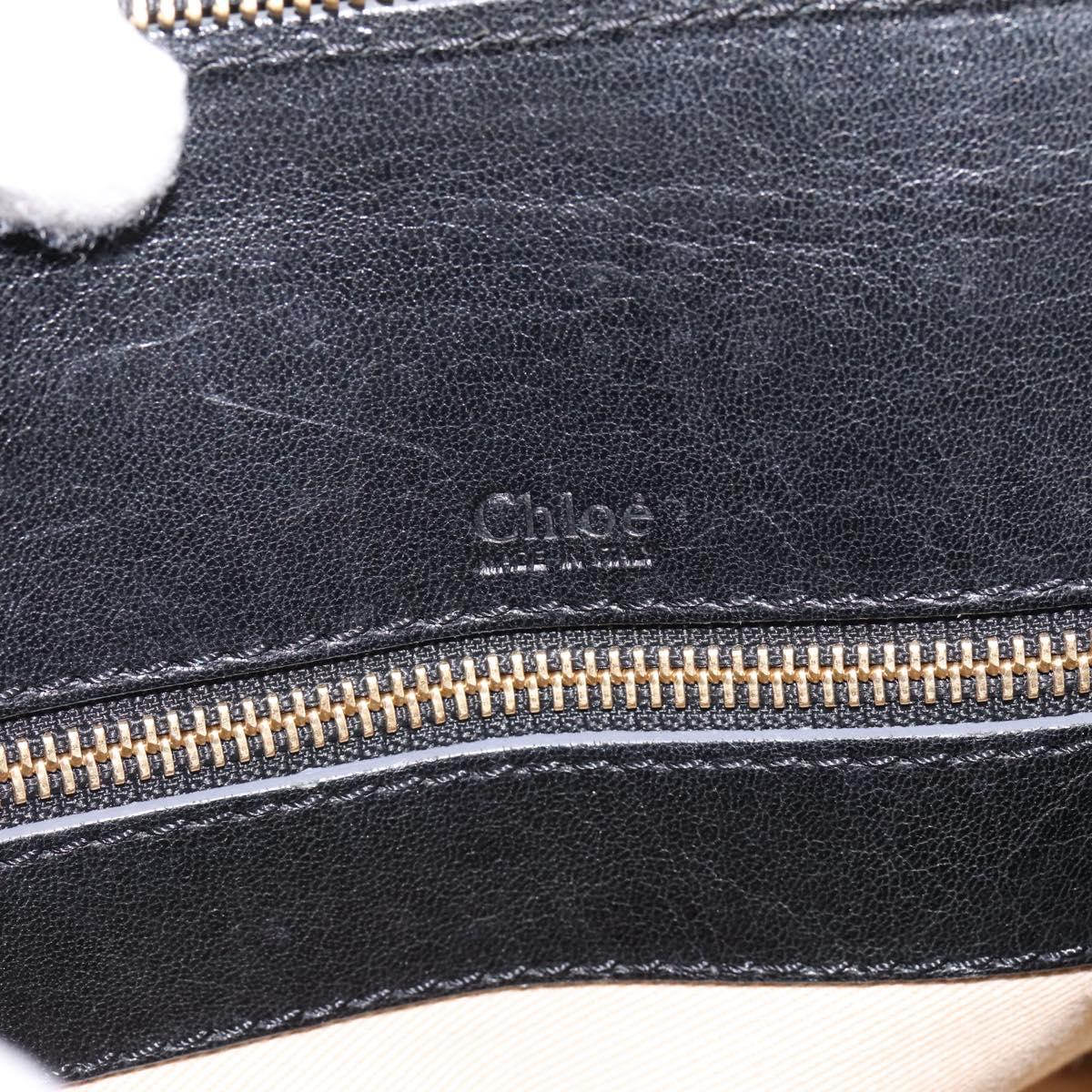Chloe Hand Bag Leather Black Gold Tone Auth ep15756A