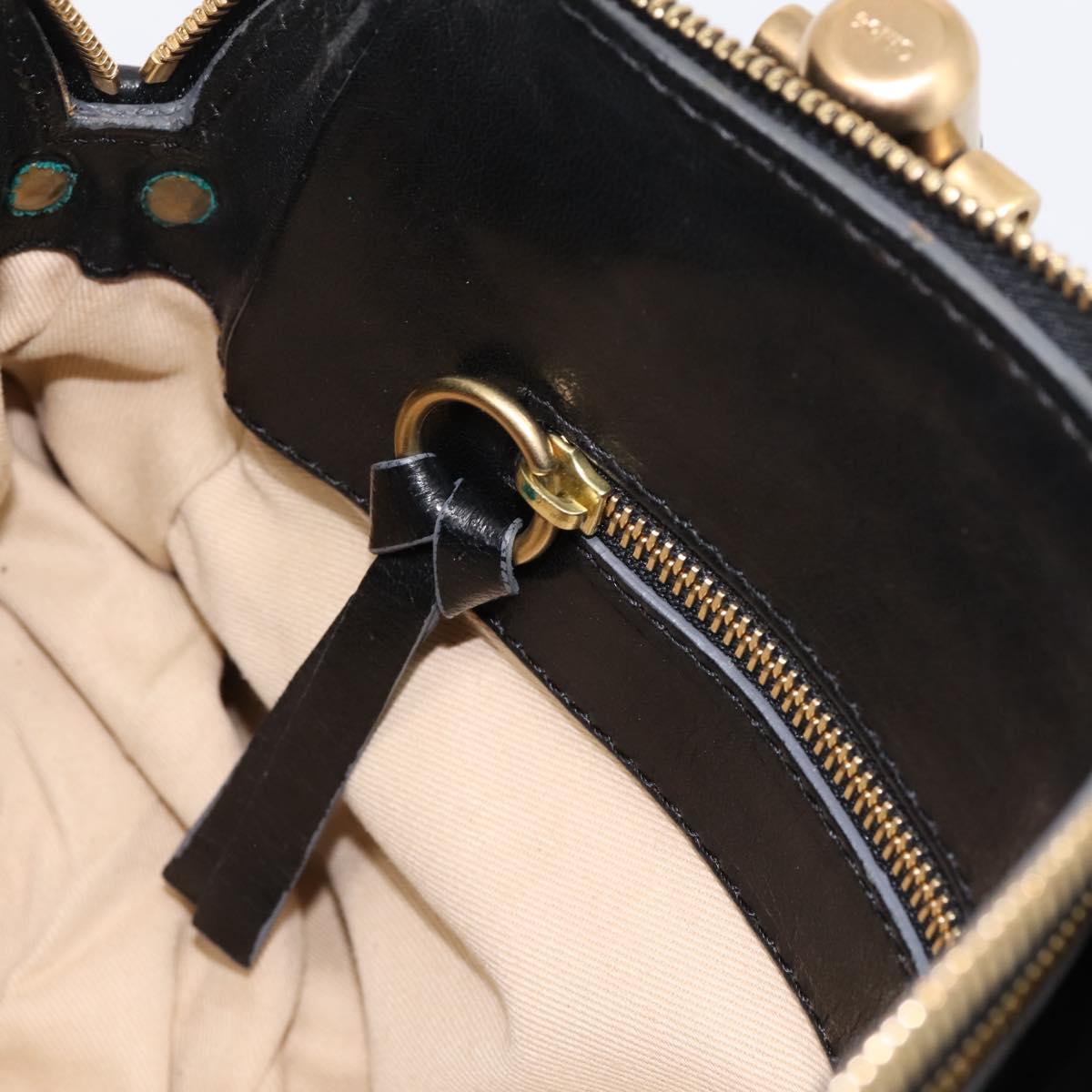 Chloe Hand Bag Leather Black Gold Tone Auth ep15756A