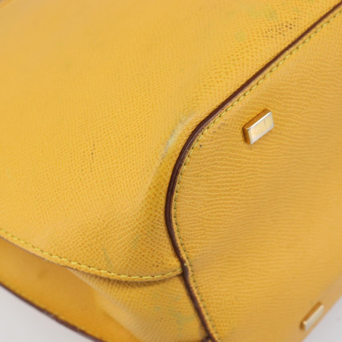CELINE Tote Bag Leather Yellow Gold Tone Auth ep15757
