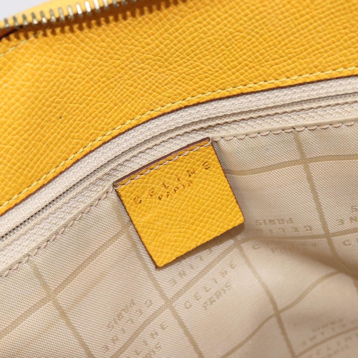 CELINE Tote Bag Leather Yellow Gold Tone Auth ep15757
