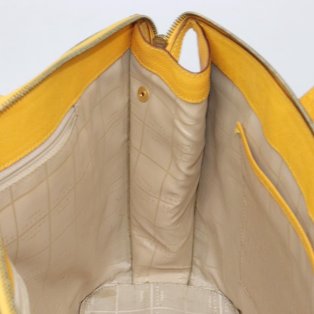 CELINE Tote Bag Leather Yellow Gold Tone Auth ep15757