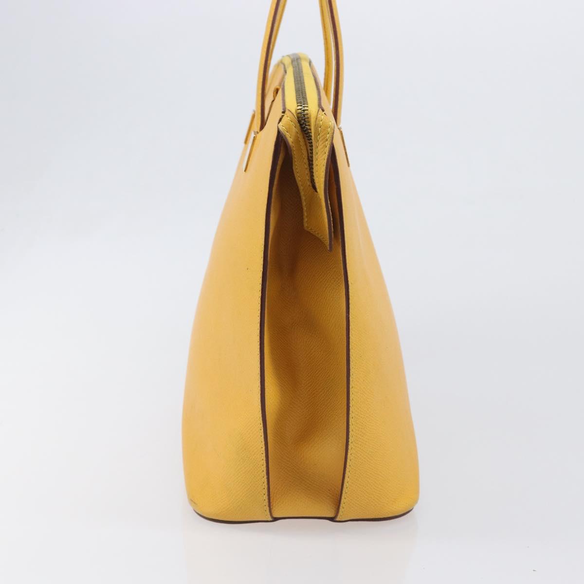 CELINE Tote Bag Leather Yellow Gold Tone Auth ep15757