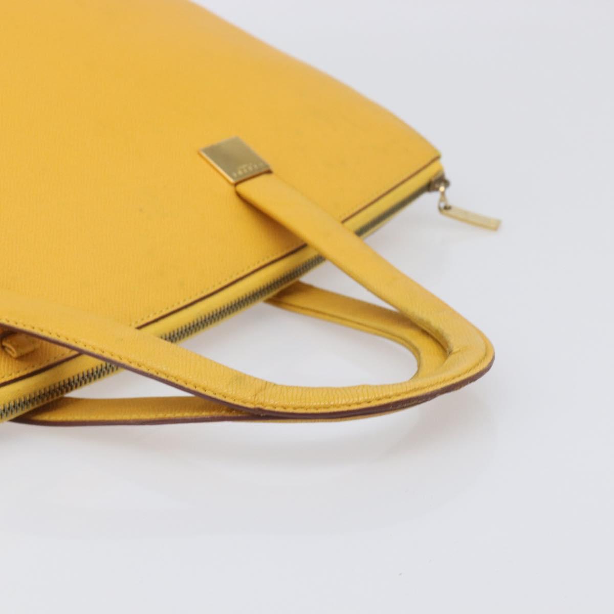 CELINE Tote Bag Leather Yellow Gold Tone Auth ep15757