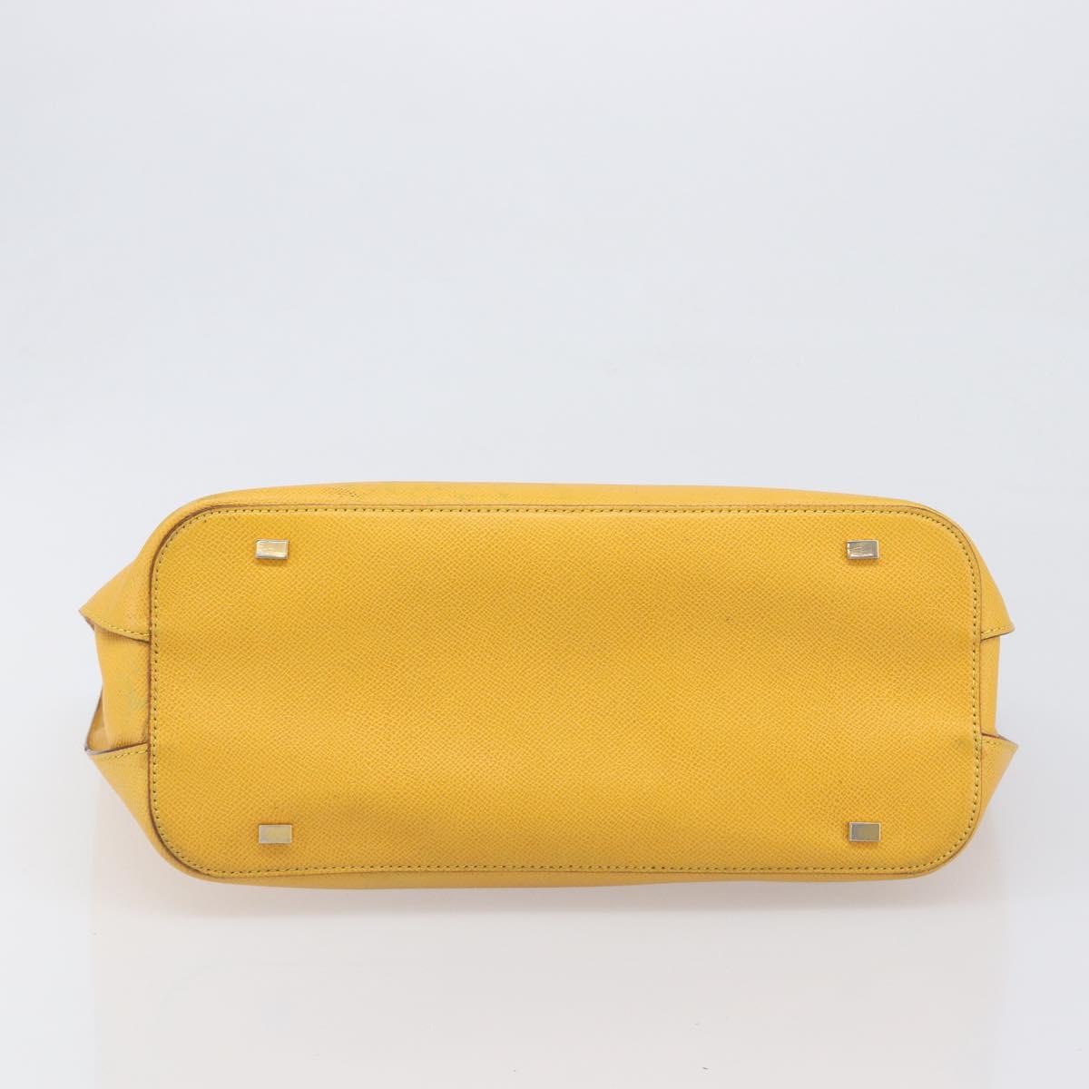 CELINE Tote Bag Leather Yellow Gold Tone Auth ep15757