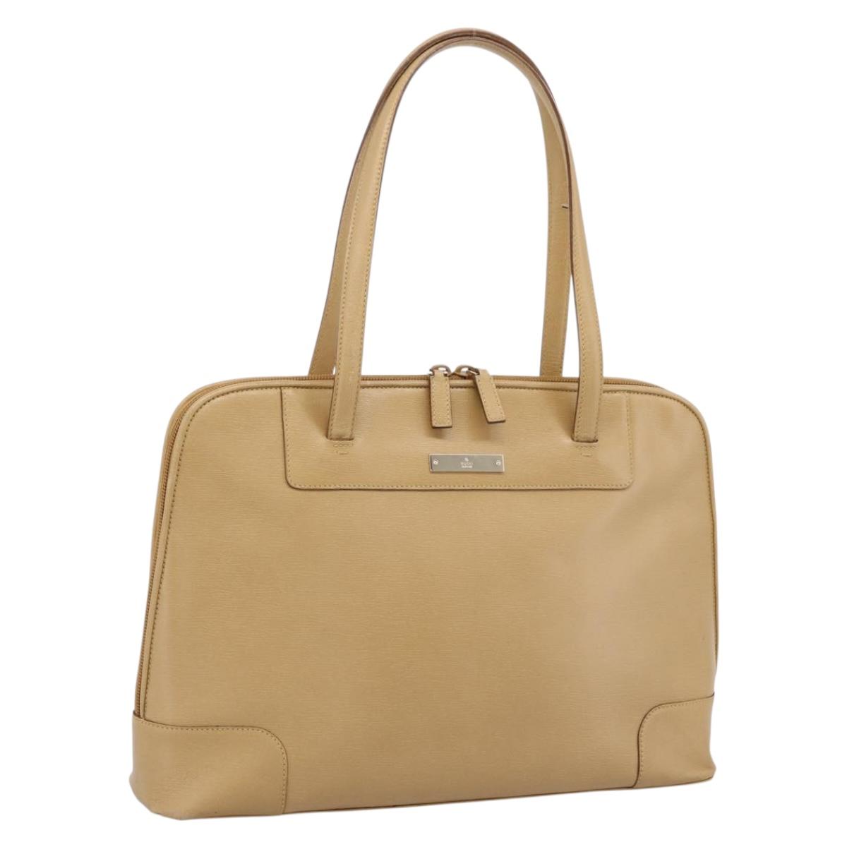 GUCCI Tote Bag Leather Beige Gold Tone 002 1122 2684 Auth ep15761