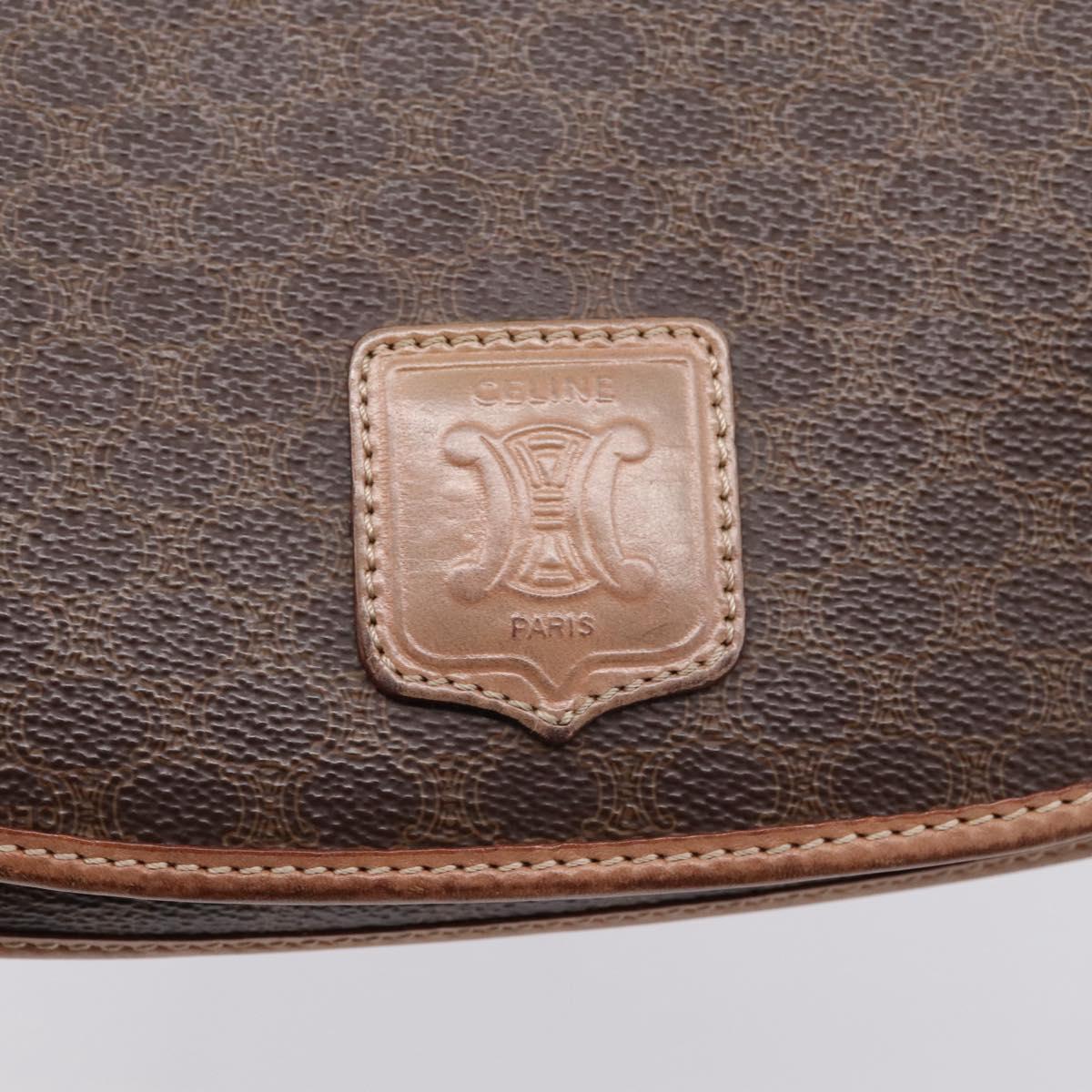 CELINE Macadam Shoulder Bag PVC Leather Brown Gold Tone Auth ep15762