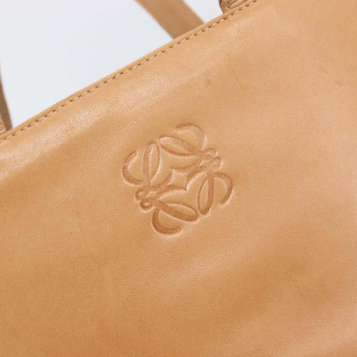 LOEWE Hand Bag Leather Beige Auth ep15763
