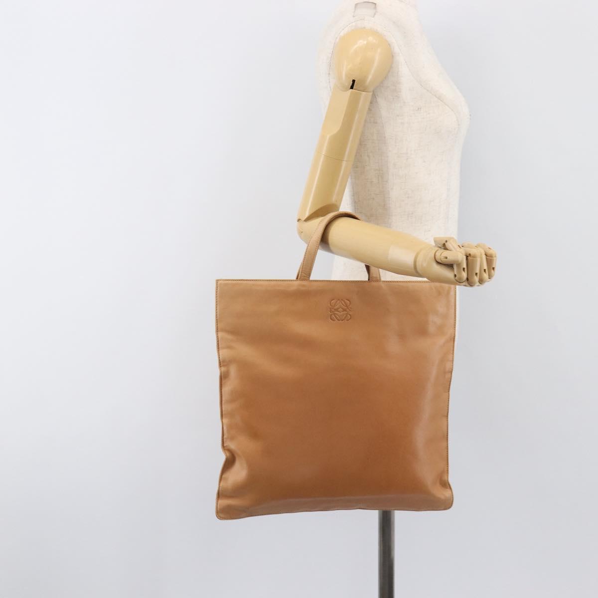 LOEWE Hand Bag Leather Beige Auth ep15763