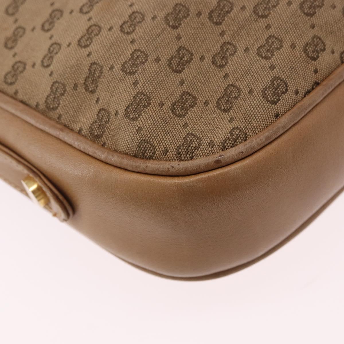 GUCCI Micro GG Canvas Shoulder Bag Beige Gold Tone Auth ep15764