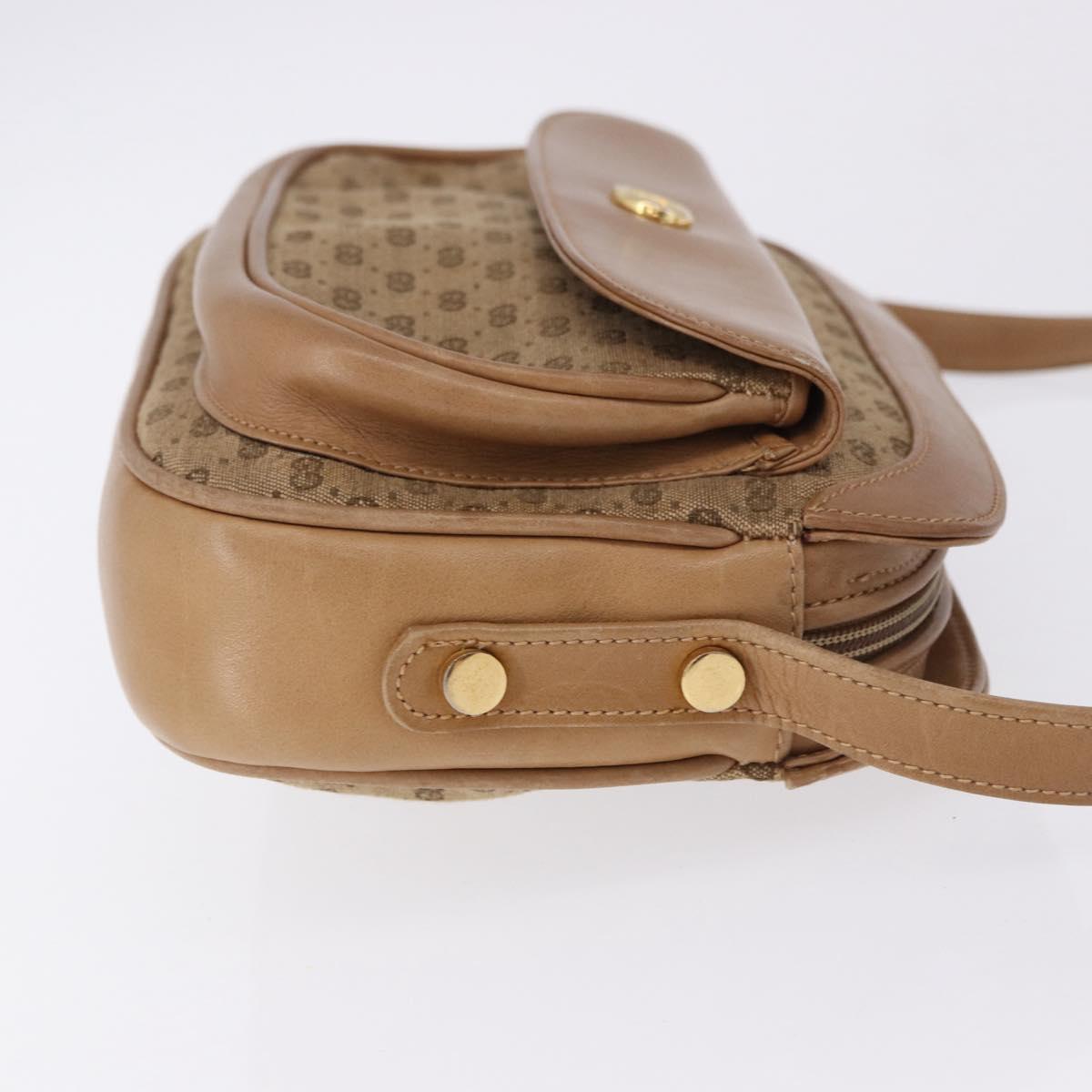 GUCCI Micro GG Canvas Shoulder Bag Beige Gold Tone Auth ep15764