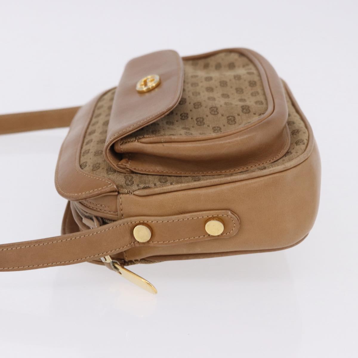 GUCCI Micro GG Canvas Shoulder Bag Beige Gold Tone Auth ep15764