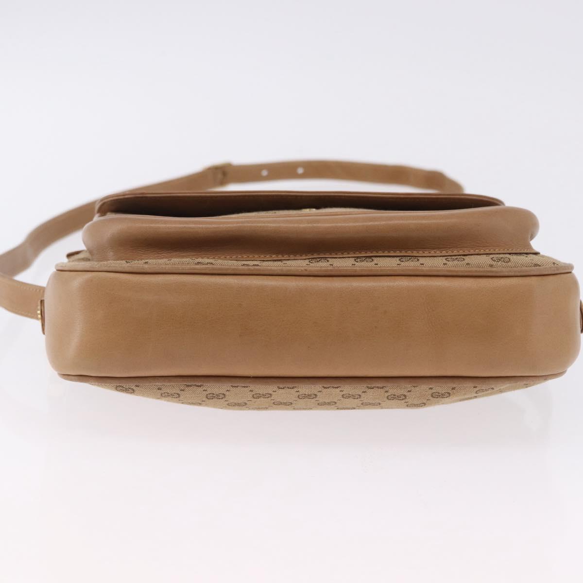 GUCCI Micro GG Canvas Shoulder Bag Beige Gold Tone Auth ep15764