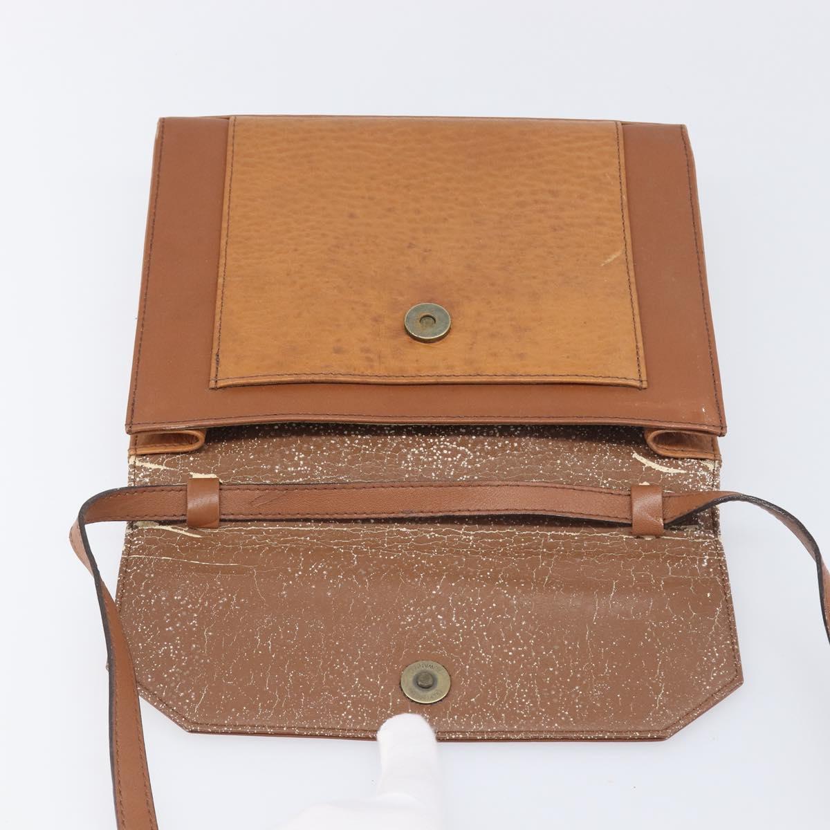 Burberrys Shoulder Bag Leather Brown Gold Tone Auth ep15766