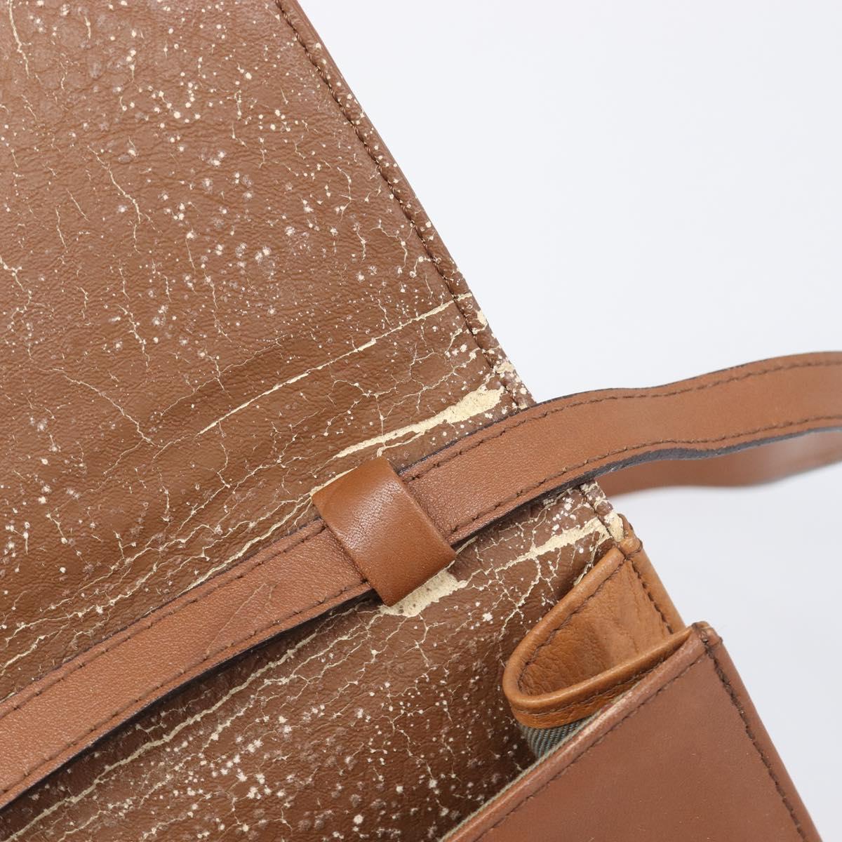 Burberrys Shoulder Bag Leather Brown Gold Tone Auth ep15766