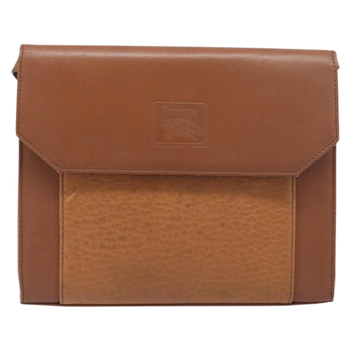 Burberrys Shoulder Bag Leather Brown Gold Tone Auth ep15766