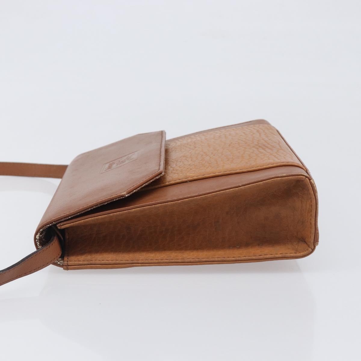 Burberrys Shoulder Bag Leather Brown Gold Tone Auth ep15766