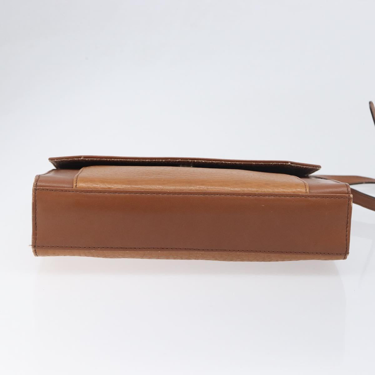 Burberrys Shoulder Bag Leather Brown Gold Tone Auth ep15766