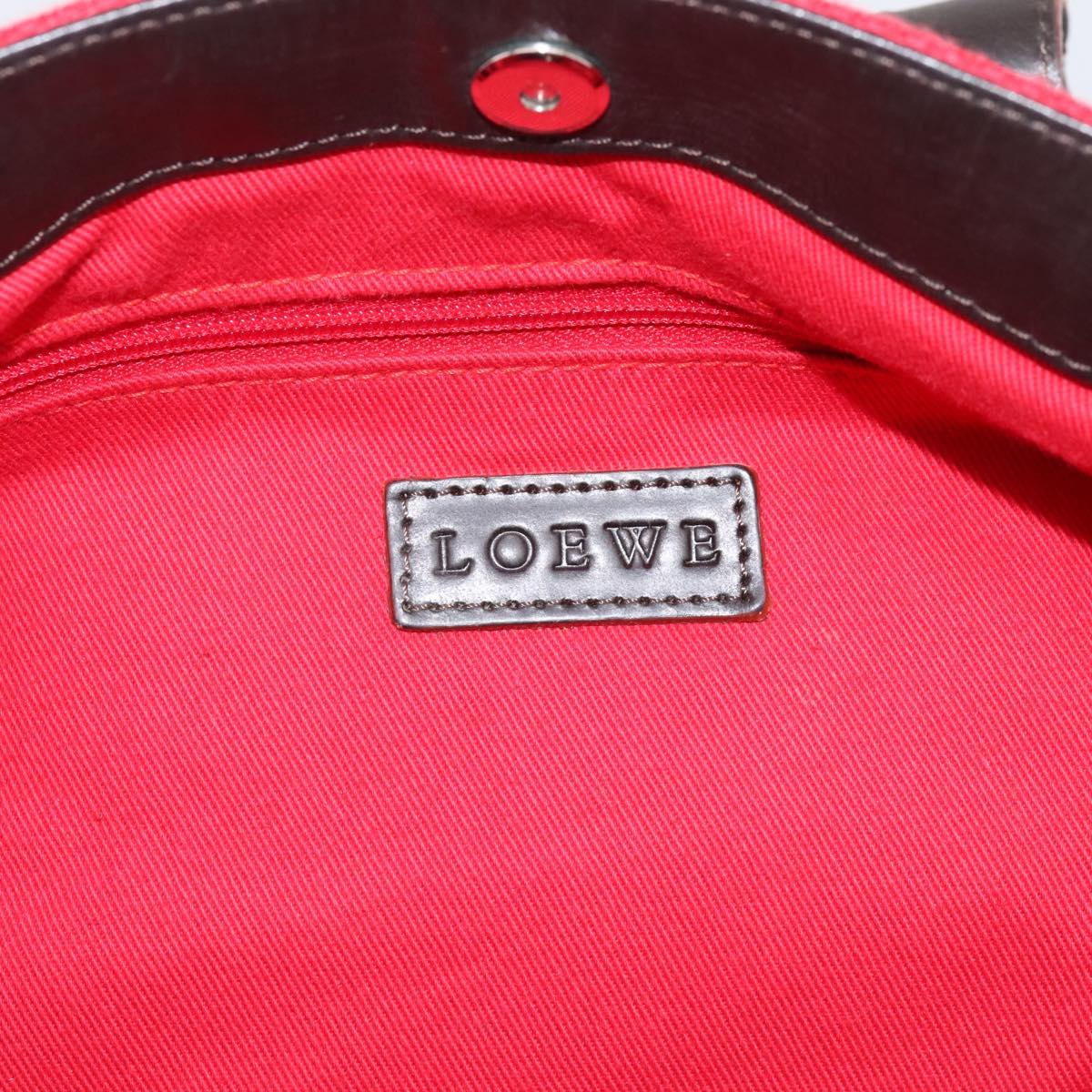 LOEWE Hand Bag Leather Black Silver Auth ep15767