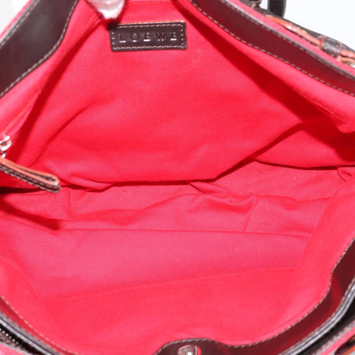LOEWE Hand Bag Leather Black Silver Auth ep15767