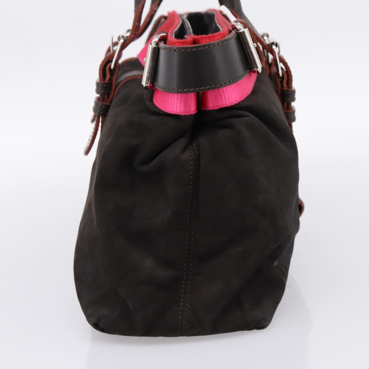 LOEWE Hand Bag Leather Black Silver Auth ep15767