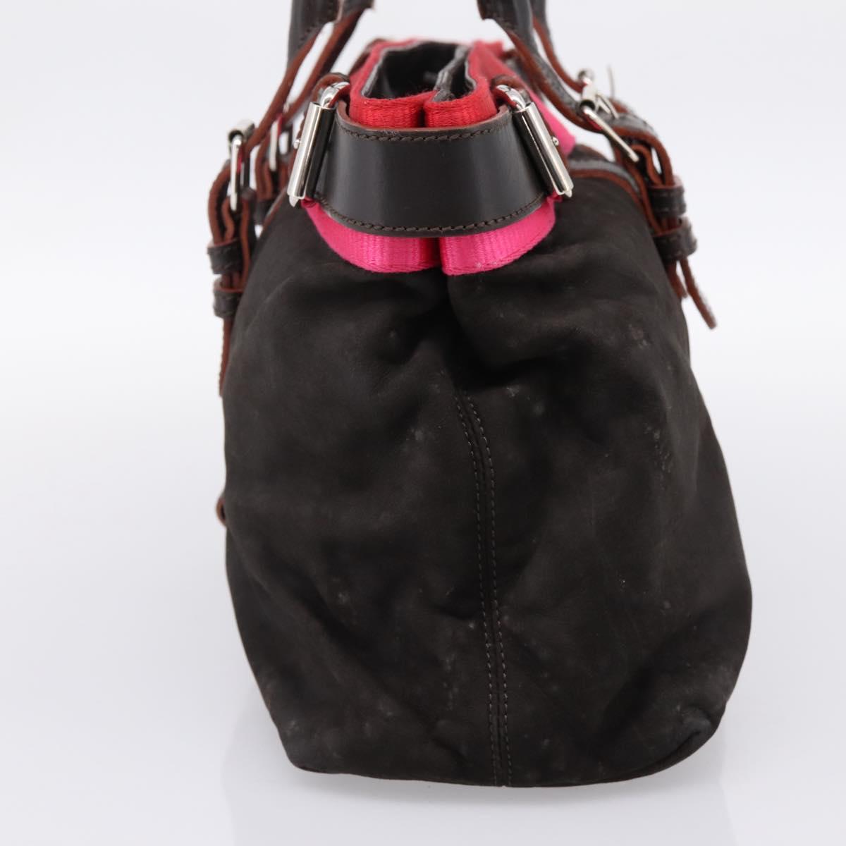 LOEWE Hand Bag Leather Black Silver Auth ep15767