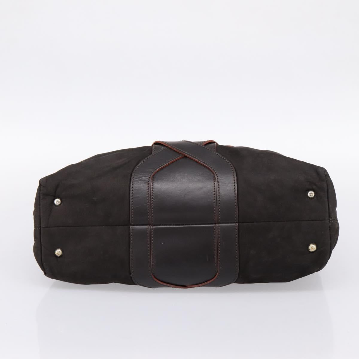 LOEWE Hand Bag Leather Black Silver Auth ep15767