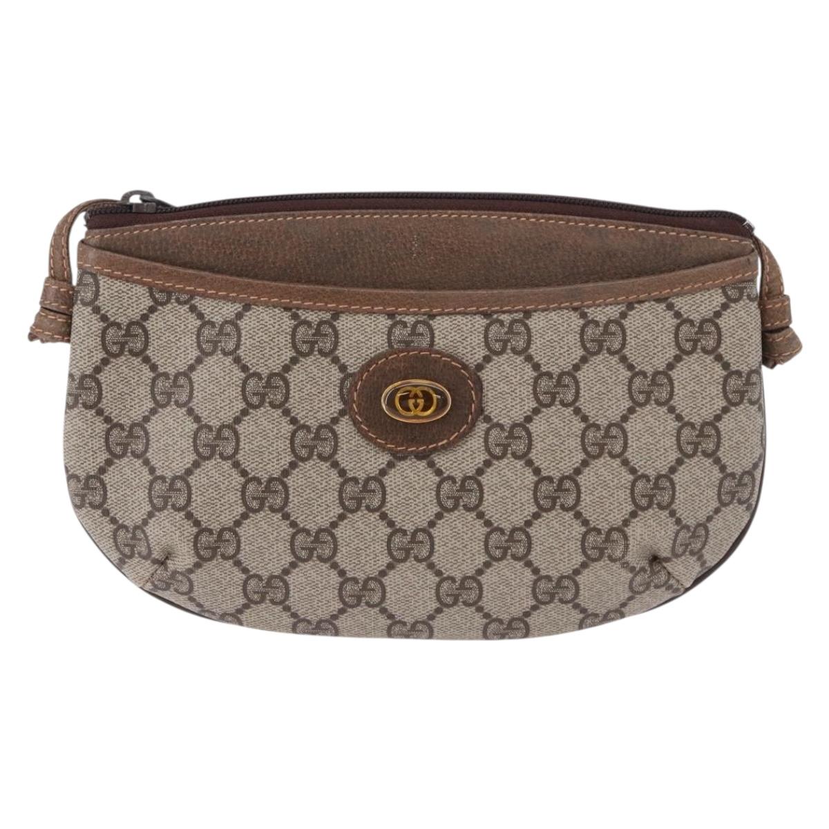 GUCCI GG Supreme Shoulder Bag PVC Leather Beige 378 001 4643 Auth ep15769