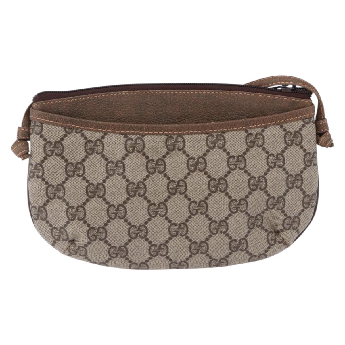GUCCI GG Supreme Shoulder Bag PVC Leather Beige 378 001 4643 Auth ep15769