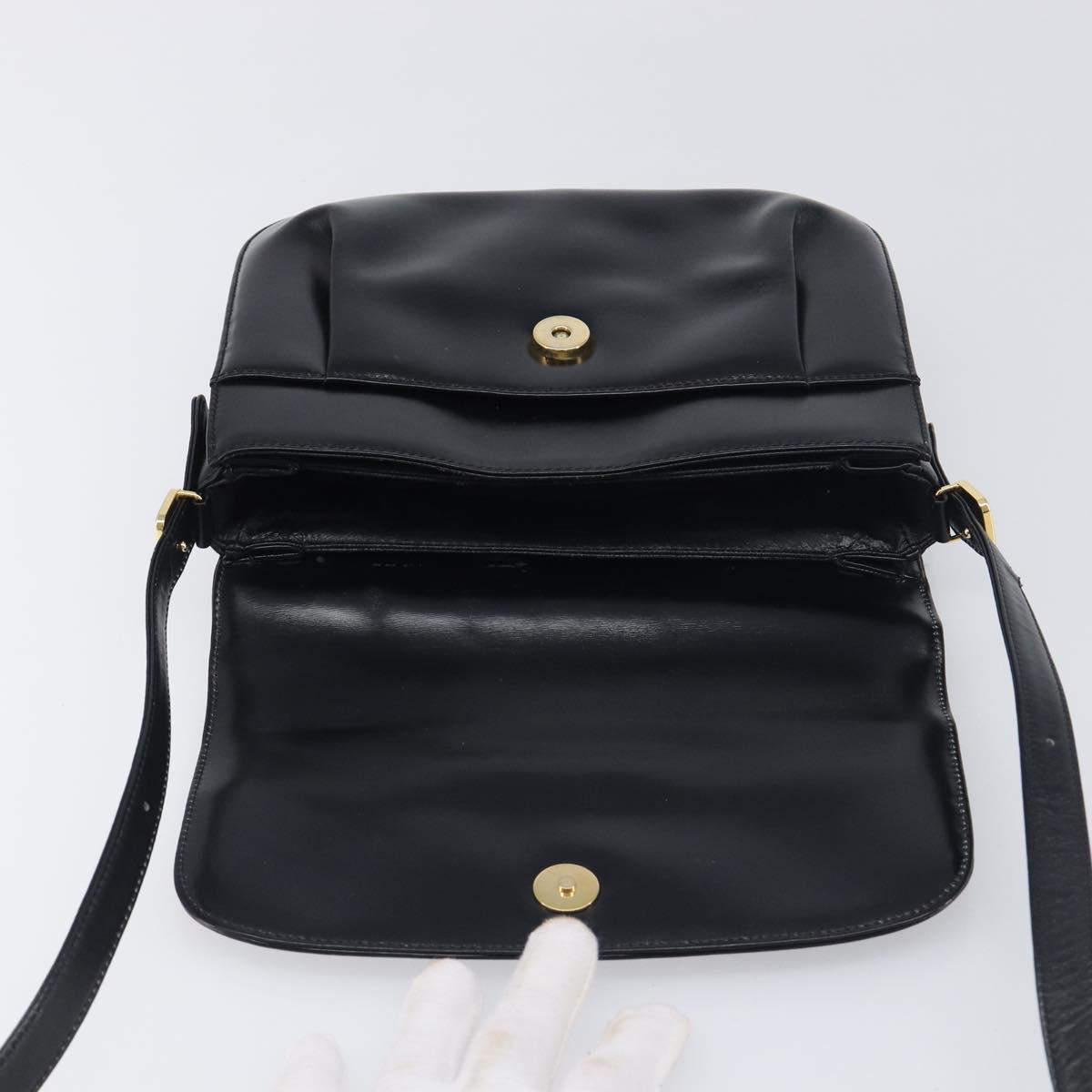 LOEWE Shoulder Bag Leather Black Gold Tone Auth ep15772
